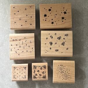 Vintage Lot of 7 D.O.T.S. Mounted Rubber Stamps Scrapbooking Crafting